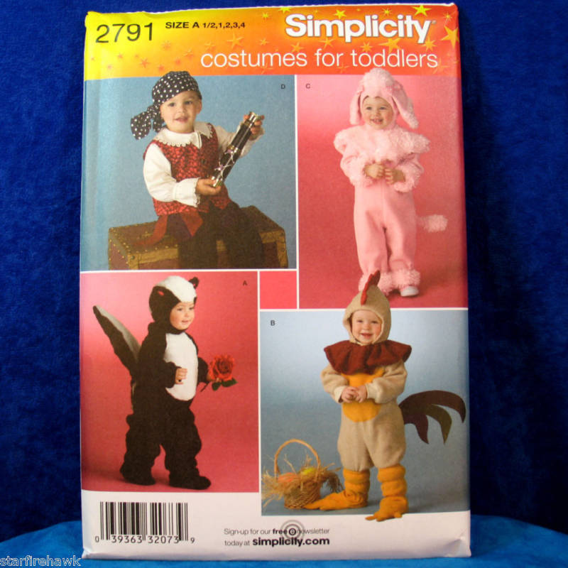 Simplicity 2791 Toddler 4 Costume Pattern Pirate 1/2 4  