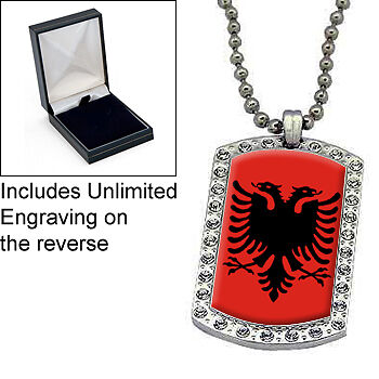 Albanian Albania Eagle Diamante Pendant Personalised  