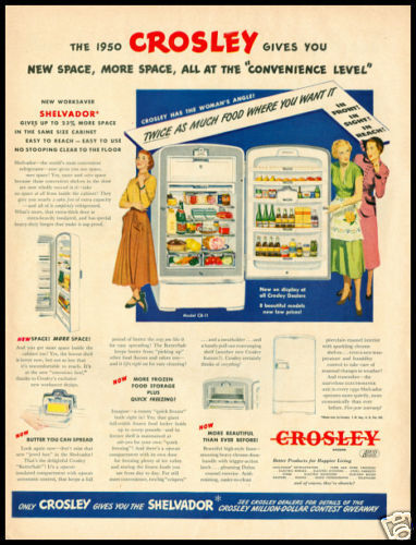 1950 vintage ad for Crosley Refrigerators  