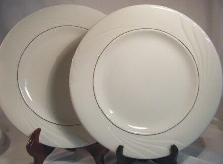 Gibson White w/Gold Ring Embossed DINNER PLATES  