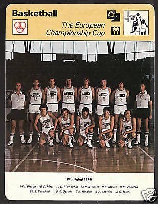 MOBILGIRGI VARESE 1976 Team European Basketball 1977 SPORTSCASTER CARD 